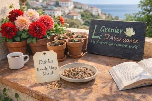 20 graines à semer - Le Grenier d'Abondance - Dahlia Bloody Mary Mixed