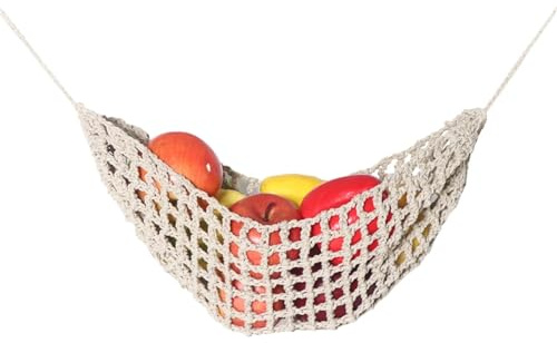 MAQDDO Handgewebtes Gemüse-Hängemattennetz unter dem Schrank, Obst-Hängekorb, Küchenaufbewahrung, Organizer for Aufhängen für Küche