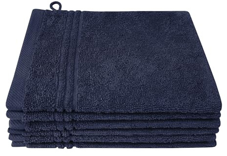 Dyckhoff Bio Nature Waschhandschuh Set, 6-TLG., GOTS, 500g/m², Marine | 16x21cm, zertifizierte Bio-Baumwolle, besonders weich und saugkräftig