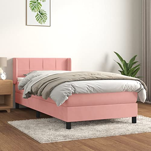 Frdhee Boxspringbett Mit Bettkasten,Boxspringbett mit Matratze Rosa 90x190 cm Samt Bettrahmen für Matratze, Schlafzimmer, einfache Montage