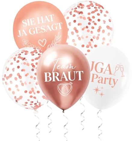 JGA Deko Frauen, 24 Stück 12 Zoll Roségold Latexballons, Team Braut Bride to Be Ballons für Junggesellenabschied & Hochzeitsparty
