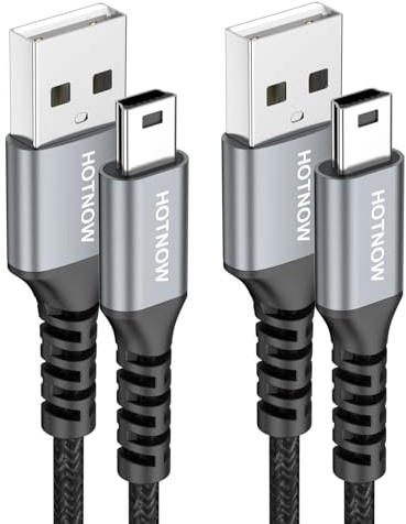 HOTNOW Mini USB Cable 1M 2Pack, 100cm USB 2.0 Type A to Mini B Data Cable | 2A Fast Charging, Compatible with PS3 Controller, GoPro Hero 3+, MP3/MP4 Player, Dash Cam, Garmin Nuvi GPS, Blue Yeti