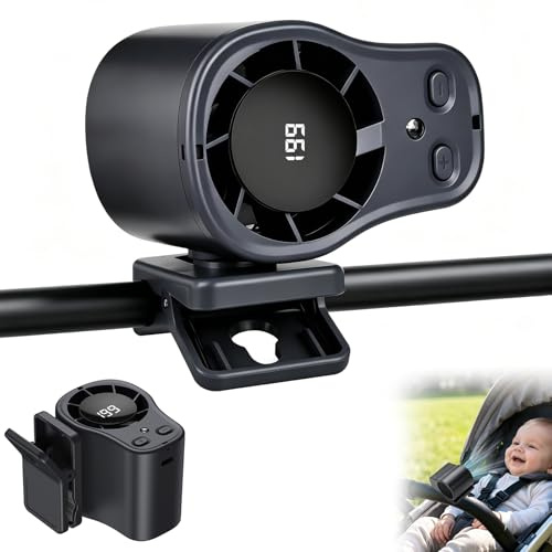xinrongda Car Clip on Air Conditioner Fan, Portable Air Conditioner for Cars with Led Display, with 360° Rotation, 199 Speeds Adjustable, USB Rechargeable Car Fan for Car Home Office and Desk (Black)