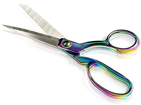 Hemline Schneider-Schere, sehr scharf, 21 cm, Griff in Regenbogenfarben