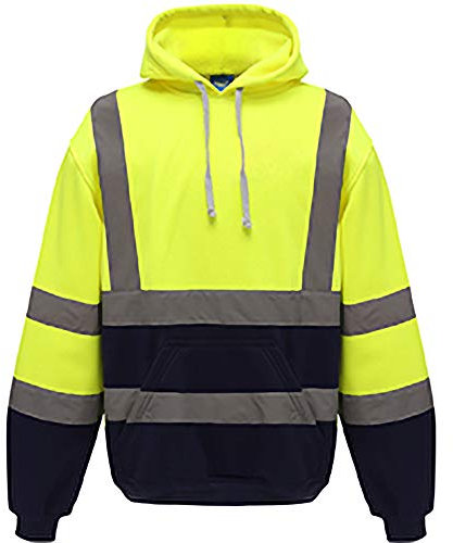 Yoko Herren Hi Vis Reflektor Kapuzenpullover (XL) (Hi Vis Gelb/Admiral Blau)