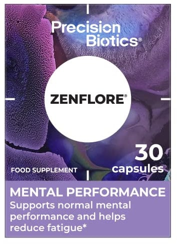 Zenflore by PrecisionBiotics - Probiotics Supplement with Unique Bifidobacterium Longum Bacteria Strain 1714 + Vitamin B6 and B12 - for Mental Performance - 30 Capsules