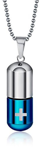 LAFATINA Damen Herren Edelstahl Medical Alert ID SOS Kapsel Notfall Kapsel Anhänger mit Kette Halskette Personalisierte Medizinische Marke