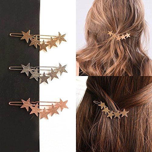 Bodhi2000® - Fermaglio per capelli a cinque punte, per donna, ragazza, colore: Argento (oro rosa)