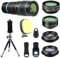 Objectif d'appareil photo de téléphone, 6 lentilles + lumière LED + obturateur à distance + trépied, téléobjectif 18x, grand angle, macro, fisheye, CPL, kaléidoscope pour iPhone Xs X XR 8 7 6 Plus