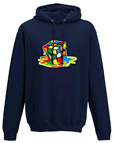 Hoodie Sheldon Würfel Big Bang Theory 80er Cube Nerd 10 Farben Herren XS-5XL Rätsel Puzzle Logik Geduldspiel Retro-Shirt Vintage Style, Farbe:Navy, Größe:4XL