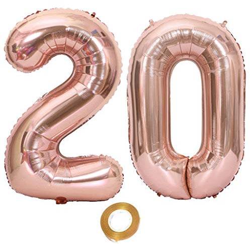 Luftballons Zahl 20, Nummer 20 Luftballon Rosegold Mädchen Luftballons 20. Geburtstag Folienballon, Zahl 20 Rose Gold Nummer 20 Ballons Große 32 Zoll Riese Heliumfolie Ballon …