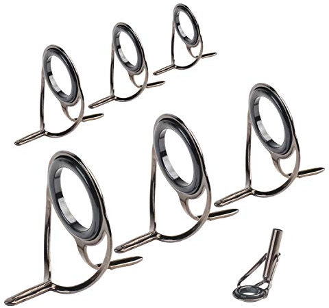 NIERBO 7stk Rutenring Angelrute Reparatur Kit Angelrutenführung Spinning Casting Angelrute Führungen Augenring Spinnruten Tip Tops 1 Spitzenring 6# und 6 Fußringe 6#,8#,10#,12#, 16#, 20#