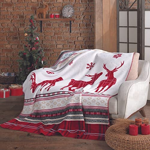 Weihnachts Kuscheldecke 150x200 Weihnachten Fleece Decke X-Mas Winterdecke Wohndecke Weiche Dicke Decke mit Weihnachtsmotiv als Sofadecke Couchdecke Überwürfe Plaid Weihnachtsdeko