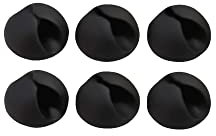 Rohans Premium Cable Tidy Clips Management Desktop Cord Holder and Hook Adhesive Charging Power Cable Drop Wire Organizer System for TV PC Laptop Home Office Desk (Black, Quantity x 6)