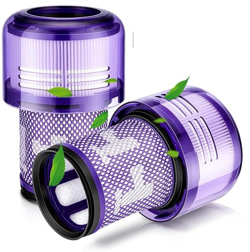 PIESSEONLINE - 3 Filtri HEPA Compatibile con Dyson V12 Detect Slim - Aspirazione Potente Fino al 99% - Facile da Installare, Lavabile - Rimuove Polvere, Cibo, Peli e Sporco Generale - DFHV12