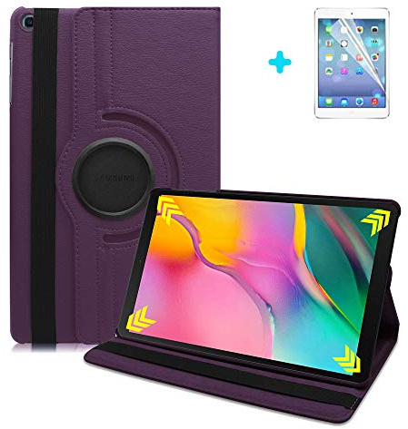 ARECY® Samsung Galaxy Tab A7 10.4 (2020) T500/T505 Hülle Case-360 Grad Rotations PU Ledertasche Smart Cover mit Standfunktion für Samsung Galaxy Tab A 10.4 Tablet+Display Schutzfolie(Violett)