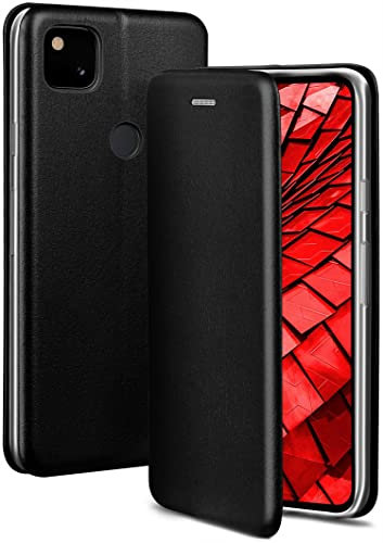 ONEFLOW Business Case für Google Pixel 4a Handyhülle klappbar mit Standfunktion, Klapphülle Flipcase Cover Dünn, PU Leder Hülle mit Kartenfach, 360 Grad Schutzhülle, Schwarz