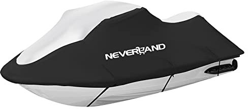 NEVERLAND Jet Ski Bootsabdeckung 210D Bootspersenning Jet Ski Cover wasserdichte Motorbootabdeckung Bootsabdeckplane Bootsplane für Motorboote Schwarz + Silber