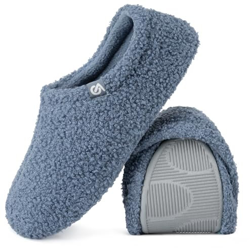 VeraCosy Damen Memory Foam Plüsch Hausschuhe Antirutsch Pantoffeln Mit Polarvlies-Futter, 39.5 EU, Blau