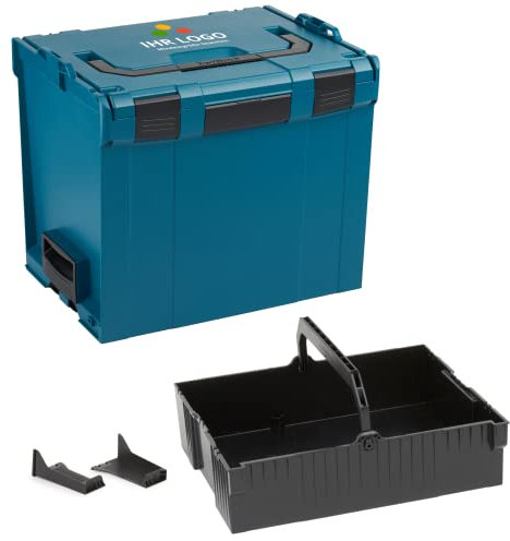 Bosch Sortimo L-BOXX 374 Größe 4 grün personalisierbar mit Ihrem Logo | mit Einhängeeinsatz schwarz | Professioneller Werkzeugkoffer erweiterbar | Ideale Werkzeug Aufbewahrung
