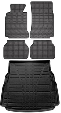 OMAC Fußmatten & Kofferraumwanne Set kompatibel mit BMW 5er Stufenheck E39 1995-2003 Gummi 5X