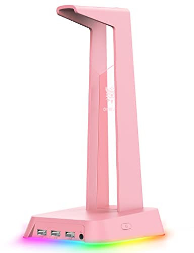 para ONIKUMA Soporte para Auriculares Soporte para Auriculares Luz de respiración RGB Soporte para Auriculares, Rosa