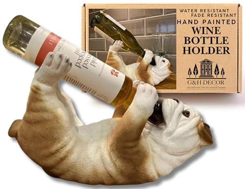 Charming English Bulldog Gifts: Humorous Wine Bottle Holder for Women, Mum & Bulldog Owners, Perfect for Birthdays & Housewarming, 29cm Resin