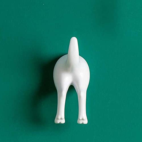 Cintre queue de chien nordique rangement serviette salle de bain toilette clé fixation murale (blanc)