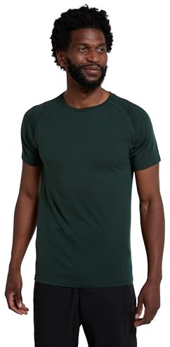 Mountain Warehouse Summit Mens Merino Baselayer T-Shirt – Extra Warm Wool, Round Neck Tee, Short Sleeves – Ideal to Wear As A Thermal Top in The Winter Dark Green (02) 4XL