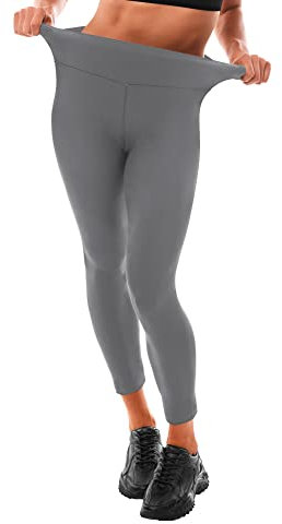 Leafigure Leggings Damen High Waist - Leggins Blickdicht Grau für Sport Gym Yoga S-M