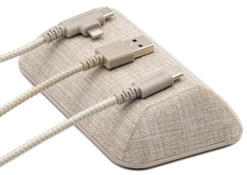 Smartish Magnetic Cord Holder - Bigger Cable Wrangler Organizer with Magnet Clips for Charger Management on Desktop, Nightstand, Side Table Stocking Stuffer White Elephant Gift - Lightly Toasted Beige