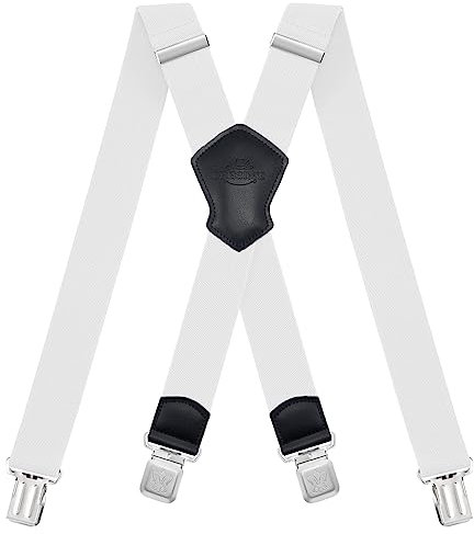Dresime Hosenträger für Herren mit 4 starken Clips 4cm breit, X Form elastisch einstellbar Länge für Männer und Damen Overalls Jeans, Arbeitshosen, Jumpsuits, Motorradhosen, etc.