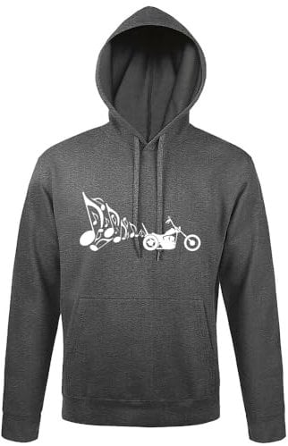 shirt84 Motorcycle Chopper Exhaust Music Men's Hoodie, Heather Dark Grey, M