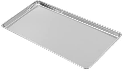 LABRIMP Stainless Steel Rectangular Plate Versatile Kitchen Storage Tray for Cold Noodles Dessert and Barbecue Food Serving Tray for Easy Cleaning and Storage, 40.5 * 30.5 * 2.5cm Silver