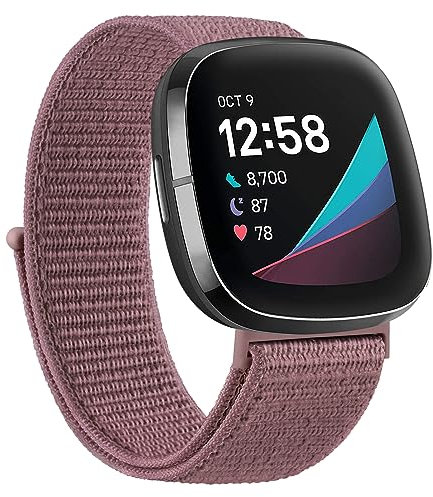 Oumida für Fitbit Versa 3/4 & Sense/Sense 2 Armbänder - Damen & Herren, Verstellbare Nylon Armbänder mit Klettverschluss