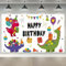 NymphFable Dinosaurier-Thema Alles Gute zum Geburtstag Dekorationen Hintergrund, Buntes Dino Alles Gute zum Geburtstag Banner, Geburtstagsfeier liefert Fotohintergrund für Mädchen Jungen Männer