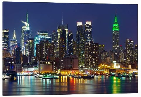 Posterlounge New York City in der Nacht über dem Hudson River Acrylglasbild 120 x 80 cm Wandbilder Wanddeko