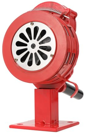 SUDEG 110dB Handsirene Tragbarer Handkurbel Sirenen Aluminiumgehäuse Sirene | Tragbarer Handkurbel-Alarm Einklappbar Alarmsirene Manuell Betriebenes Sirenen für Feueralarm den Heim,LK-100A Rot