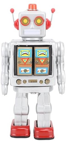 RiToEasysports Retro-Roboterspielzeug aus Metallblech, Rotierendes Roboterspielzeug, Manuelles Bastelfigurenmodell für Erwachsene und (Silver)