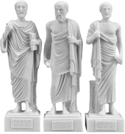 3er-Set Sokrates Aristoteles-Sophokles griechische Philosophen gegossene Alabaster-Statue, Skulptur, klein