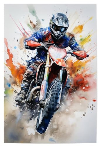 artboxONE Poster 90x60 cm Sport Motocross Watercolor 4 (matart) - Bild Motocross bunt Motocross