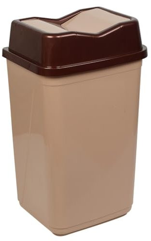 URBNLIVING 10L/20L/30L/50L Plastic Waste Management Recycling Bin Trash Can Dustbin with Butterfly Lid for Office, Kitchen and Bathroom (50L Cappuccino)
