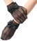 Blumenmädchen Handschuhe Perlen Spitze Handschuhe Kommunion Handschuhe Weiß Schwarz Prinzessin Kurze Handschuhe Höflichkeit Sommer Handschuhe Floral Mesh Handschuhe für Kinder Oper Abend (Schwarz)