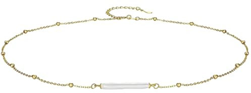 Aleasha Barock Perlenkette Damen S925 Kette Weiß Echte Perle Anhänger Halskette Gold Schmuck Geschenk
