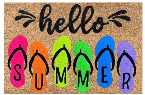 ADERN Door Mat Funny | Hello Summer Door Mat | Summer Welcome Door Mat | Backdoor Mat Indoor | Front Door Non Slip Indoor Doormat | Inside Door Mats for Home Entrance, Outside Entry, Yard