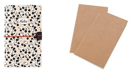 Grupo Erik Reisetagebuch zum Selberschreiben Disney Mickey Mouse Bullet Journal Dotted Notizbuch + Ersatz Nachfüllpack Dotted Notebook 12x19,6 cm 40 Seiten liniert und 40 Seiten mit Punktraster