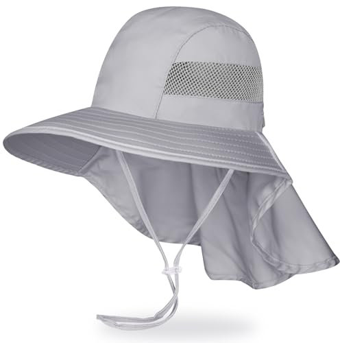 MHJY Sonnenhut Kinder Sonnenmütze Mädchen Hut Sommer UV Schutz 50 Mützen Einhorn Anglerhut Breite Krempe Kappe mit Nackenklappe Kleinkind 2-9 Jahre