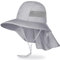 MHJY Kids Sun Hat Girls UV Protection Summer Hats Adjustable Beach Cap Unicorn Bucket Hats with Wide Brim Neck Flap for Toddlers 2-9 Years Grey
