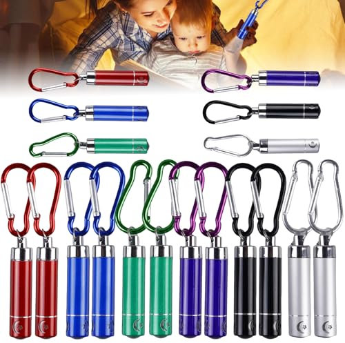 18 Stück Mini Taschenlampe Schlüsselanhänger, LED Kinder Taschenlampe, Farbige Aluminium Schlüsselanhänger Taschenlampe Mini Taschenlampe Kinder Mitgebsel, Geeignet für Mitbringsel Kindergeburtstag