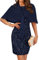 GRACE KARIN Knielang Sexy Figurbetontes Paillettenkleid Ärmelloses Rundhalsausschnitt Bequemes Zweiteiliger Sommerkleid für Party Disco Dunkelblau 46